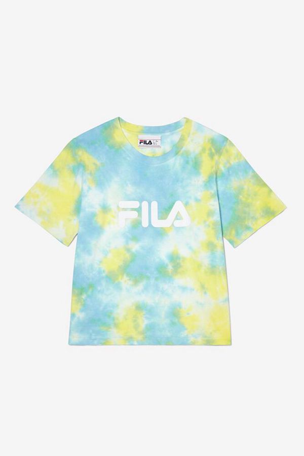 Camisetas Manga Corta Fila Mujer Azules / Verde Claro - Hannah Tie Dye - España 709358DTY